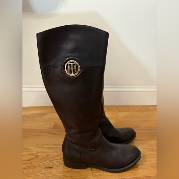 Tommy Hilfiger dark brown tall boots size 7 - Picture 1 of 10